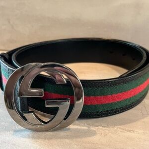 GUCCI WEB BELT WITH G BUCKLE